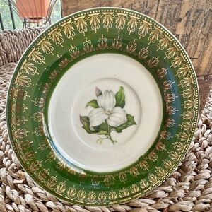 American Limoges L’Triomphe Trillium Forest Green Filigree 22 K Gold Trim